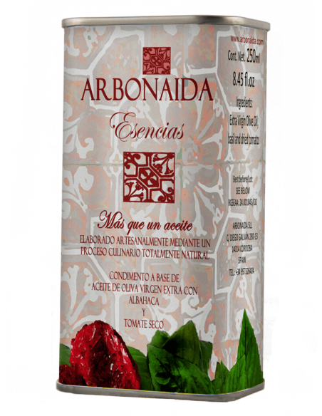 Essence de l'huile d'olive extra vierge (au basilic et tomates séchées)